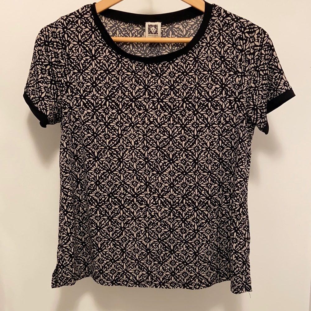 Anne Klein black and beige print shirt